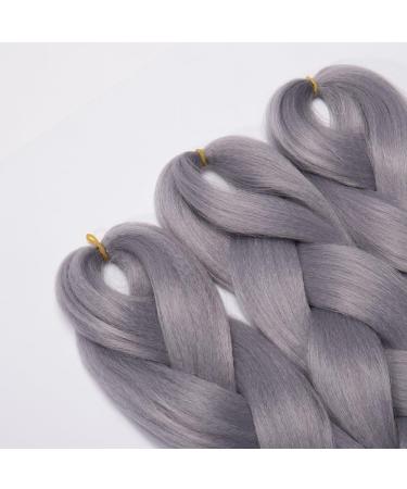 24" Hair Braid Braiding Hair Extension Synthetic Crochet One Piece 100g Heat-Resistant - Grey - Buy Online on GoSupps.com