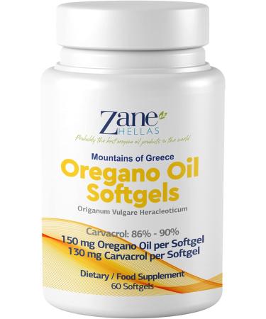 Zane Hellas Oregano Oil Softgels - 130mg Carvacrol, 150mg Oregano Oil, 30% Greek Essential Oil - 60 Softgels - Buy Online on GoSupps.com