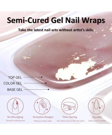 Semi Cured Gel Nail Strips Gel Nail Stickers - 20 Pcs Nail Stickers for Nail Art - Soft Self-Adhesive Gel Nail Wraps Easy Apply & Remove for Salon-Quality Manicure Kit (UV/LED Lamp Required)(BSS-0340) - Buy Online on GoSupps.com