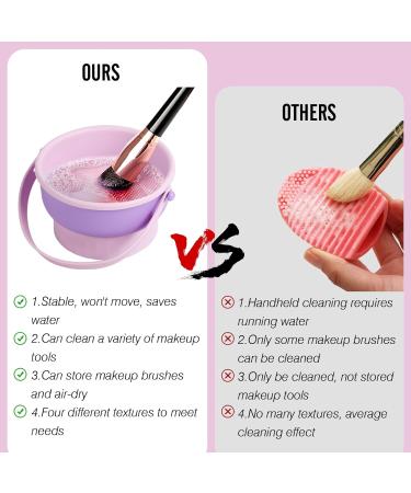 Silicone Makeup Brush Cleaner Mat 2 In 1 Hangable Makeup Brush Cleaning Bowl with Drying Makeup Brush Holder Multifunctional Cleaning Tools for Makeup Brushes Makeup Sponge Powder Puff (Purple) - Buy Online on GoSupps.com
