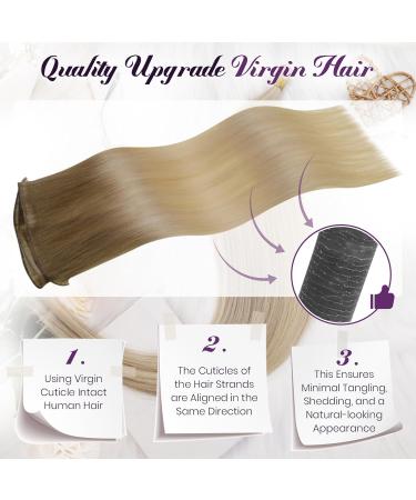 LAAVOO Virgin Hair Extensions - Ombre Brown to Platinum Blonde 45cm Tressen Real Hair 25g #8/27/60 - Buy Online on GoSupps.com