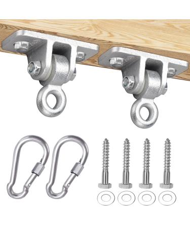 BETOOLL 2400lb Capacity Heavy Duty Swing Hangers for Wooden Sets Playground Porch Indoor Outdoor & Hanging Snap Hooks Silver Set of 2 2pack Silver