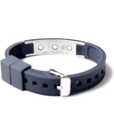 3031 Energy Bracelet - Positive Ion Power Band with Swarovski Crystal | Dark Gray 3 Stripes Trinitix Design | Energizing Magnetic Wristband for Wellness (15-23 cm) - Buy Online on GoSupps.com