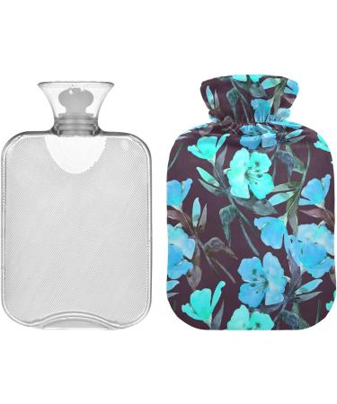 NAANLE 2L Hot Water Bottle with Watercolor Blue Flower Cover - Pain Relief & Cold Therapy Ideal for Back Pain Hand & Foot Warmers - Buy Online on GoSupps.com