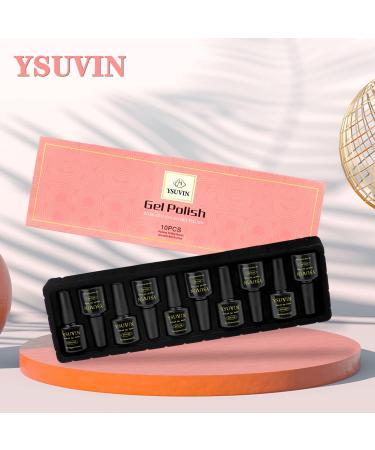 Yueshop 10PCS UV Gel Nail Polishes Set - Nude Pink Beige Brown Orange Varnish Kit for Nail Art Design - Soak Off LED Lamp Gel Polish Set Beauty Girl Birthday Gift - Buy Online on GoSupps.com