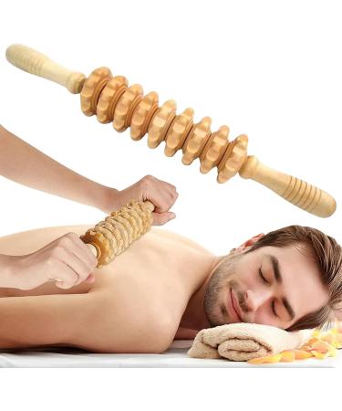 Wooden Massage Roller Stick - 9 Roller Therapy Tool for Cellulite & Muscle Relief | Manual Massage Stick - Buy Online on GoSupps.com