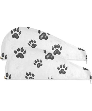 Bear Footprint Hair Towel 2 Pack - Super Absorbent Quick Dry Hair Turbans for Women & Girls - Buy Online on GoSupps.com
