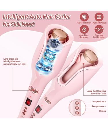 Shop Automatic Hair Curler - Ceramic Curling Iron with 17 Temp Settings & 3 Timers | Anti-Tangle & Scald Protection (Pink - Buy Online on GoSupps.com