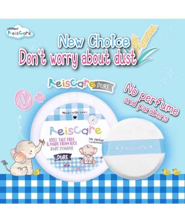 Reiscare 100% Talc-Free Rice Baby Powder 130g with Puff - Gentle & Fragrance-Free for Baby's Smooth Skin - Buy Online on GoSupps.com
