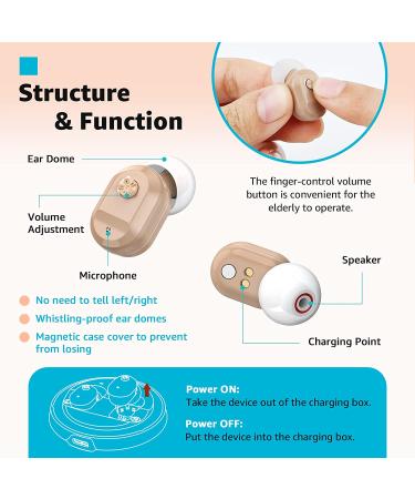Autiphon Rechargeable Hearing Aids for Seniors Adults with Noise Cancelling - 1 Week Backup Power - Beige - Pair - Buy Online on GoSupps.com