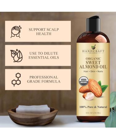 Handcraft Blends Organic Almond Oil - 8 Fl Oz - 100% Pure and Natural - Premium Grade Oil for Skin and Hair - Carrier Oil - Hair and Body Oil - Massage Oil - Hexane-Free Organic Sweet Almond - 8 Fl Oz (Pack of 1) 8 Fl Oz (P  - Buy Online on GoSupps.com