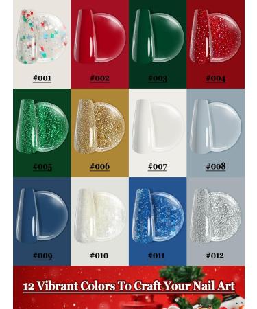 12 Colors Christmas Gel Nail Polish Set EBANKU Christmas Collection Gel Nail Polish Glitter Red Green Blue White Gold Silver Gel Polish Starter Kit Xmas Nail Polish Kit for Women Girls DIY Nail Art - Buy Online on GoSupps.com