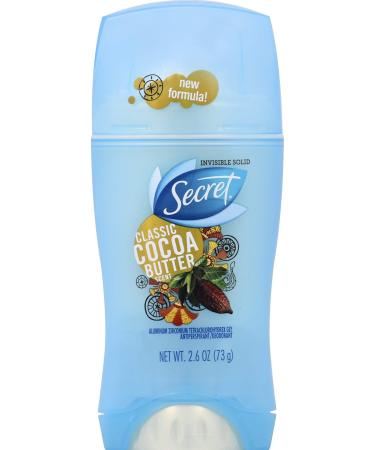 Secret Fresh Invisible Solid Antiperspirant and Deodorant - Classic Cocoa Butter Scent 2.6 Oz (Pack of 4)