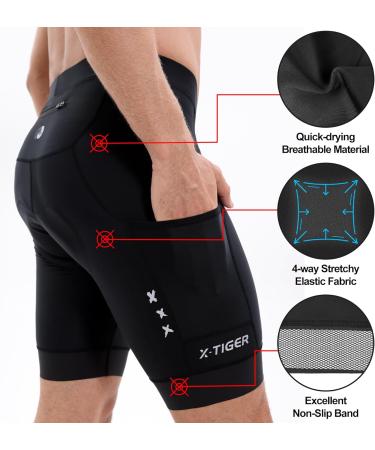 X-Tiger Men's 5D Padded Bicycle Shorts - Elastic Breathable Fast-Drying with 3 Pockets | XL Size Perfect for Cyclists - Buy Online on GoSupps.com