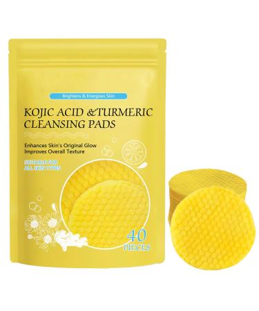 40 Turmeric Kojic Pads | Turmeric Kojic Cleansing Face Pads | Turmeric Kojic Pads Infused Foaming Exfolia-ting Pads Pores Cleaning Exfoliation Face Cleansing Pads