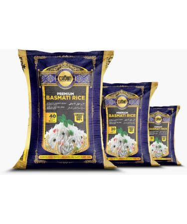 Crown Premium White Basmati Rice - Extra Long Grain 2 Years Aged 10 lbs - 100% Authentic Himalayan Basmati - Buy Online on GoSupps.com