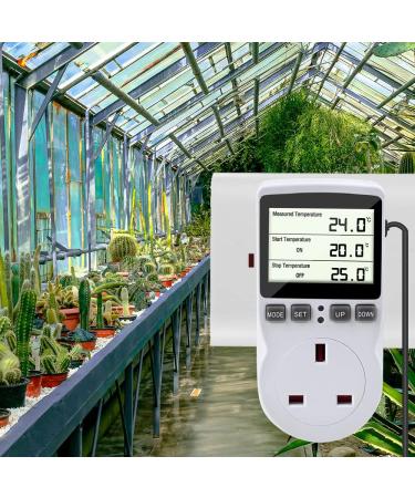Gobesty Digital Temperature Controller Thermostat Outlet Socket 230 V Digital Thermostat Outlet Plug with Temp Sensor Temperature Switch Heating Cooling Timer for Greenhouse Farm Aquarium Reptile - Buy Online on GoSupps.com