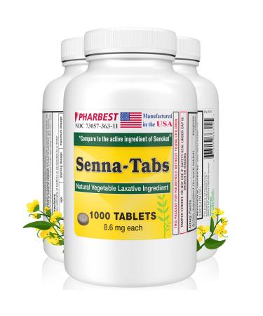 Ulai Senna Tablets 1000 Ct. | Natural Vegetable Laxative Made in USA | Laxatives for Constipation Weight Management Gas Regularity | Pharbest