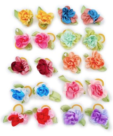 Pet Show Assorted Color Flowers Dog Hair Bows - Pack of 20pcs - Buy Online on GoSupps.com