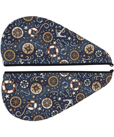 Nautical Microfiber Hair Towel Wrap | Soft Super Absorbent Coral Velvet Cap for Women | Quick Dry for Long Curly & Thick Hair - Buy Online on GoSupps.com