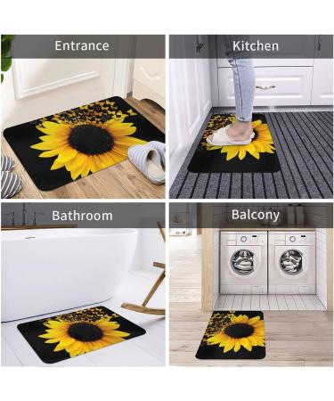 Vanani Sunflower Floral Butterflies Art Flannel Non-Slip Carpet Easy To Take Care Of Moderate Thickness Suitable For Front Door Garage Door Back Door Bedroom And Kitchen. White One Size - Buy Online on GoSupps.com