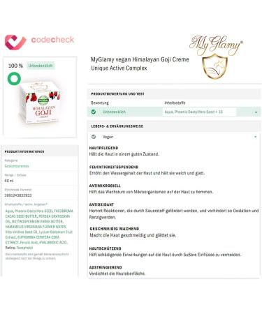  myglamy Luxe Himalaya Goji Berry Cream Face Cream 50ml Natural Cosmetics Natural Product - Buy Online on GoSupps.com