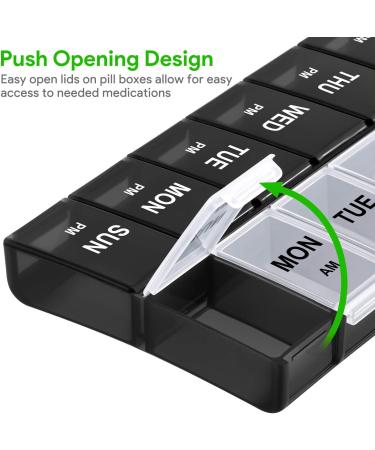 Large Weekly Pill Organizer 2 Times a Day - Gelibo Day Night XL Pill Cases for Vitamins and Supplements - Buy Online on GoSupps.com