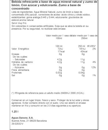 La Limonada de Font Vella Mineral water with lemon juice Bottle 1.25 l - Buy Online on GoSupps.com