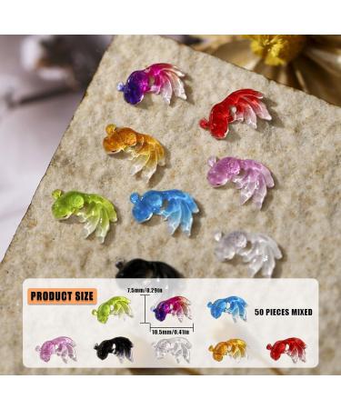 Fish Nail Charms 50PCS Mixed Colors 3D Cute Goldfish Nail Art Charms Resin Nail Jewellry Ornaments for Women Girls Nail Art Design Decorations Crafts DIY - Buy Online on GoSupps.com