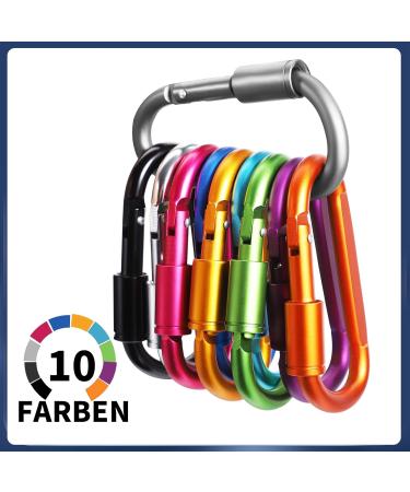 10 Pack Carabiner Hooks - Aluminum Screw Cap Key Ripper for Backpack Camping Hiking Fishing - 10 Colors Available - Buy Online on GoSupps.com