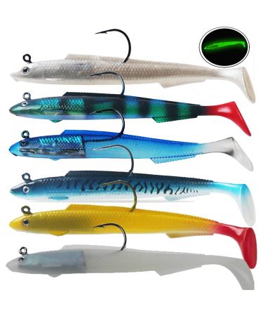 Njord Kalastus rubber fish with jig head selectable 15cm 30g 13cm 20g or 12cm 15g |Zander rubber bait pikeperch |Rubbing pikeperch bait rubber fish set |Rubber bait set of predatory fish 12cm |15g 6 pieces