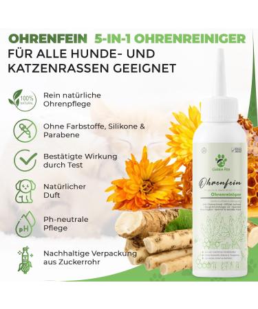 Golden Pets Test Grade Ear Cleaner for Dogs & Cats - 100% Natural 250ml - Relieve Itching & Inflammation + Free E-Book - Buy Online on GoSupps.com