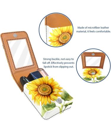 Luxury Leather Lipstick Case with Mirror | Mini Lip Gloss Organizer - Autumn Flower Design | Perfect for Travel - Buy Online on GoSupps.com