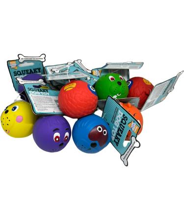 6 x Latex Faceballs Dog Puppy Toy Tennis Balls Sized Soft Squeaky Face Balls - Buy Online on GoSupps.com