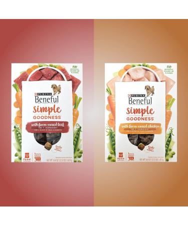 Purina Beneful Simple Goodness Pouches Bundle | Beef & Chicken Flavors | 12 ct. Box | Dry Dog Food with Paw Magnet - Buy Online on GoSupps.com
