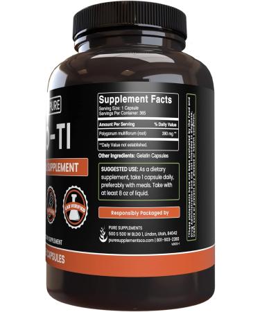Pure Original Ingredients Fo-Ti (365 Capsules) No Magnesium Or Rice Fillers 365 Count (Pack of 1) - Buy Online on GoSupps.com