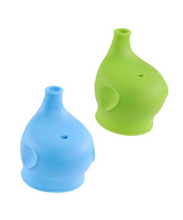 Acorn Baby Silicone Sippy Cup Lids 2pk - Blue/Green Reusable Stretch Lid | Spill Proof | Fits Any Cup - Buy Online on GoSupps.com