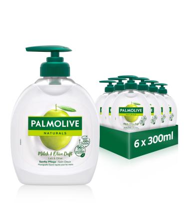 Palmolive Soap Naturals Olive & Milk 6x300ml - liquid hand soap for gentle cleaning of hands Olive green 300 ml (pack of 6) - Buy Online on GoSupps.com