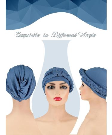 3-Piece Head Wrap Turban Set - Pre-Tied Twisted Braid Hair Cover, Headwrap Hats for Women & Girls in Black, Gray, and Light Blue - Classy Style - Buy Online on GoSupps.com