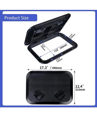 SmartMarine 17.3x12.4 Black Rectangle Deck Access Hatch - Boat Deck Lid for Marine Vessels - Buy Online on GoSupps.com