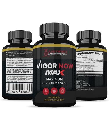 Justified Laboratories Vigor Now Max 1600MG Men's Health Formula 60 Capsules - Buy Online on GoSupps.com