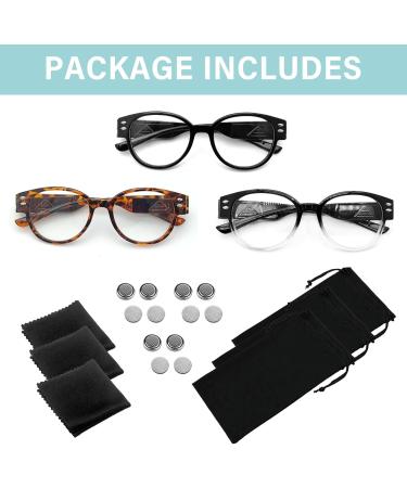 3 Pack Lighted Reading Glasses - LED Magnifying Readers with Blue Light Blocking for Men & Women - Perfect Nighttime Eyewear - Buy Online on GoSupps.com