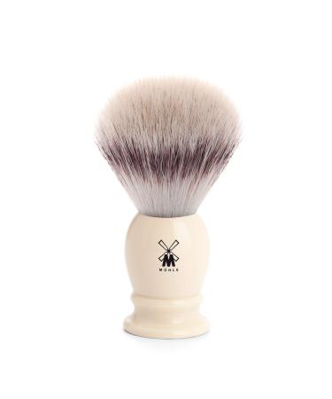 M HLE Classic Shaving Brush - Shaving brush with Silvertip Fibre - medium - handle made of precious resin in ivory - handmade - vegan - Buy Online on GoSupps.com