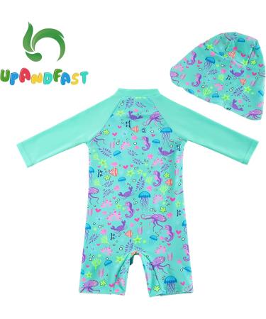 UPF 50+ Baby Zipper Swimwear | Green Octopus Toddler Swimsuit 3-6 Months - Buy Online on GoSupps.com
