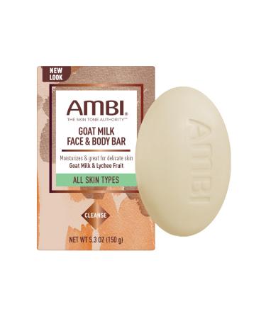 Ambi Goat Milk Face & Body Bar Moisturizing Formula for All Skin Types Gentle Enough for Delicate Skin Fragrance-Free Hypoallergenic Non-Comedogenic Vegan and Cruelty-Free 5.3 Ounce