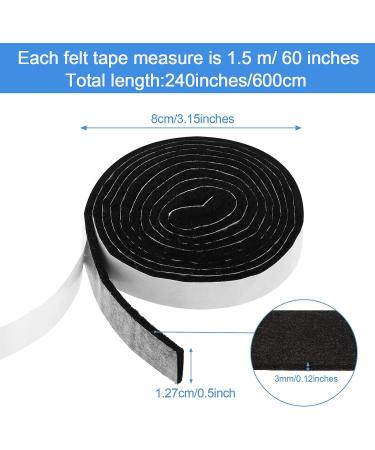 1/2 x 60 Inch Felt Strips with Adhesive Backing Felt Tapes Felt Strip Rolls Furniture Self-Stick Heavy Duty Polyester for Protecting Furniture and DIY Adhesive (Black  4 Rolls) 4 Black - Buy Online on GoSupps.com