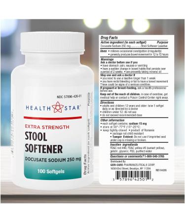 GeriCare Docusate Sodium Extra Strength Stool Softener - 250mg Stimulant Laxative Softgels for Men & Women- Constipation Relief - Adults Daily Bowel Movement Laxative 100 Count (Pack of 1) - Buy Online on GoSupps.com