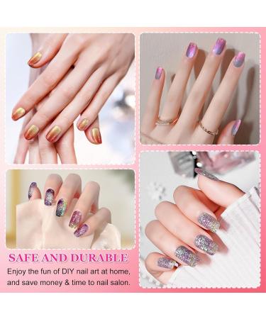 Ceboic 22-Piece Half-Hardened UV Gel Nail Stickers - Black & Green Sequin Full Wraps Self-Adhesive Salon Quality for Women & Girls - Buy Online on GoSupps.com