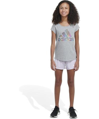 adidas Girls' Aeroready 3-Stripe Pacer Mesh Short 14 - Purple Tint - Buy Online on GoSupps.com