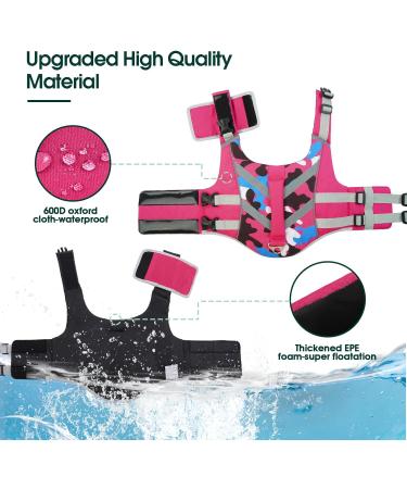 Kuoser Life Jacket for Dogs - Durable & Buoyant Dog Vest for Small Medium & Large Breeds - High Security Pink Swimming Vest - Buy Online on GoSupps.com